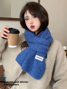 MiiOW | Warm Pure Color Knitted Scarf Womens Winter Fashion Versatile Sweet Lazy Style Polyester Fiber Rectangle Scarf For Students