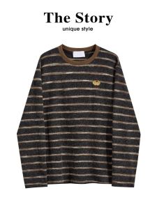 YEBO | Plus Size 300kg Striped Embroidery Loose Fitting T-Shirt