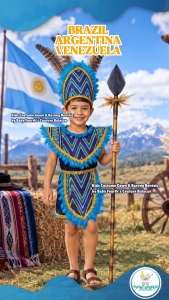 Baby Fourths United Nation Brazil Argentina Venezuela Costume with Cape for United Nation Attire for UN Events for Kids