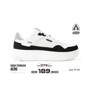 Aerostreet Maximo 37-44 Putih Hitam Abu Muda - Sepatu Sneakers Casual