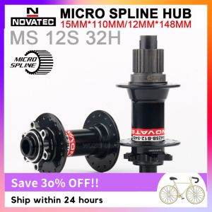 NOVATEC D041SB-15 D442SB-X12-S4S D042SB Micro Spline Hub 32 Holes MTB MS Cubes for Shimano M6100 M7100 M8100 12S Bicycle