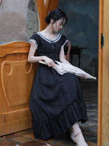 Medieval Romantic Lace Midi Skirt Commuter Style Spring Summer Short Sleeve One Shoulder Other Material A-Line Skirt