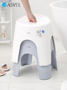 Non-Slip Plastic Bath Stool Asvel Bathroom Chair Small Foot Wash Stand Childrens Bath Stool Slip Resistant Kitchen Storage Rack