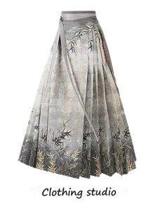 Plus Size Ladies Loose Slim Looking Machine Embroidery Skirt New Chinese Style Daily Work Clothing Wearable Improved Horse-Face Skirt Fashion