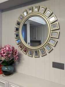 Fashion-Style round Wall-Hanging Mirror Fireplace Hallway Mirror Creative Dining-Side Mirror Living Room Background Wall SUNFLOWER Decorative Mirror