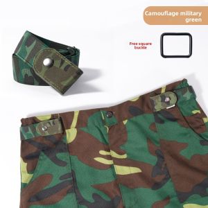 XINGGONGGUAN | Camouflage Elastic Belt For Military Training Mens And Womens Version Lazy Belt Tightening Essential Polyester Fiber Alloy Buckle