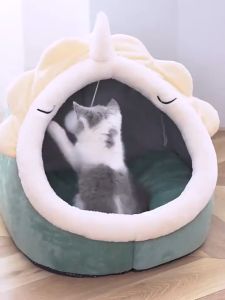Cozy Pet Cave Bed for Cats & Dogs Washable Fleece Lined Foldable Small to Medium Size