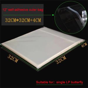 50Pcs 12" LP Vinyl Record Outer Sleeves Flat & Self-Adhesive 32.3x32cm Waterproof Dustproof