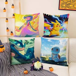 Bandai | Pokemon Sylveon Anime Plush Pillow Cover Soft Short Plush Cushion Cover For Sofa Bedroom Living Room Home Decor Gift