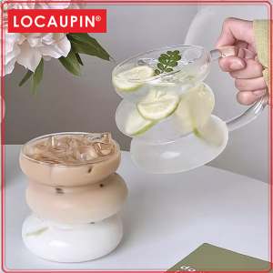 Locaupin Glass Drinkware Heat Resistant Healthy Glass Cups Water Glass Coffee Cups Flower Tea Glass Microwave Safe Glass Tea Cups