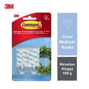Medium 3M Command hook decorative hook Clear Hook Hangers with clear strips Holds strongly and removes cleanly