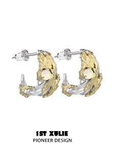 Original Design Feather Earrings 925 Silver Needle Womens Fashion Jewelry Sweet Cool Style Alloy Gold Plated  out