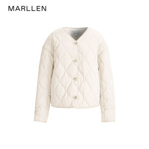 แจ็คเก็ตผ้าฝ้ายทรงหลวมคอวี Marllen สำหรับผู้หญิง ฤดูใบไม้ร่วง/ฤดูหนาว เสื้อคลุมกันหนาวแบบบาง กันน้ำ ทรงกระบอก สไตล์เรียบง่าย