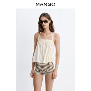 Mango | Áo Quai Rộng Cổ Vuông Nếp Ly Patchwork