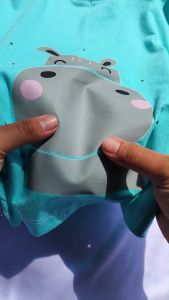 Kaos Anak Laki-Laki Distro Import Katun Combed 30s Gambar Hippo Biru