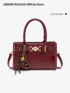 URCDN RDALVO | Red Crocodile Pattern Kelly Bag Senior Mother Commuter Crossbody Bag