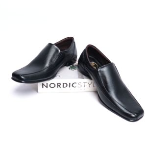 Cevany Sepatu Pantofel Pria Formal Kulit Asli Geovani S - G04 Hitam