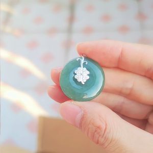TIMESWIND S925 Inlaid Natural Burmese Jade Green Ice Donut Buckle Pendant Necklace Simple Women with Certificate Y1N