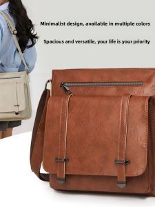 Vintage Soft Leather Large Capacity Single Shoulder Bag Fashionable Multi-Pocket Crossbody Bag Simple And Versatile for All