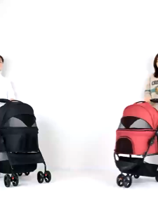 2-in-1 Foldable Pet Stroller for Dogs/Cats - 20kg Capacity One-Hand Fold (86x52x23cm) 4 Wheels w/Brakes Breathable Mesh & Car Safe Basket