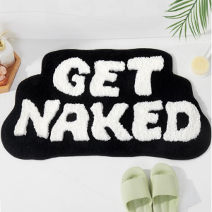 VIKAMA Funny GET NAKED Tufted Word Bath Mat Anti Slip Rug For Bathtub Side Bedroom Cute Aesthetic Bathroom Home Decor
