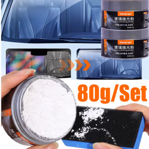 80g/Set Quickly Clean Car Glass Polishing Powder Cerium Oxide Powder Windshield Oil Film Removal Waxing Polishing Scratch Repair Multi-Functional Car Cleaning Tool