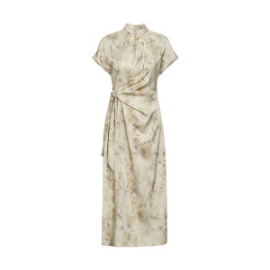 MASSCSALLY | Cheongsam Inspired Chinese Style Summer Long Dress with Elegant Belt