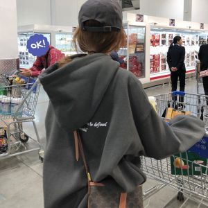 QIANSHUIYIYUN | Fleece Lined Hooded Womens Sweatshirt Outerwear