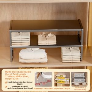 Layered Dividing Shelf Organizer Carbon Steel Extendable