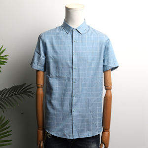 Comfortable Breathable Mens Summer Thin Casual Short Sleeve Plaid Shirt Versatile Business Shirt Standard Fit Youth Fashion