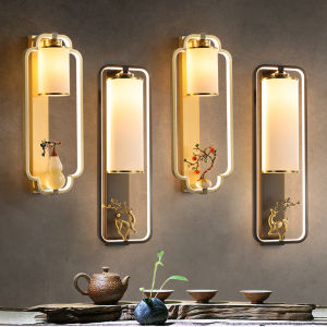 All Copper Classy New Chinese Style Wall Lamp a Pair Living Room Wall Lamp Zen Lighting Home Use Household Master Bedroom Bedside Lamp