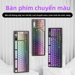 Free Wolf M96 Bàn Phím Cơ Không Dây Gradient Keycaps Màn Hình OLED Chế Độ Kép Bluetooth/2.4G Pin Dài 96 Phím Bàn Phím Chơi Game
