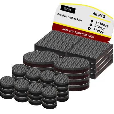44pcs Furniture Grippers - Non Slip Pads for Furniture Legs - Self Adhesive Rubber Feet - Anti Slide Hardwood Floor Protectors