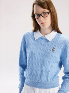 TEENIE WEENIE | Stylish Shirt Collar Aran Stitch Sweater