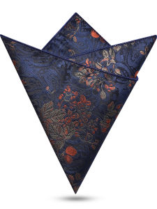 LIESHANG | Deep Blue Floral Pocket Square for Men