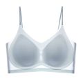 Ultra-Thin Seamless Ice Silk Sports Bra Women's Summer Thin Backless Bra Vest Gathered Full Cup Fixed Strap Bra Cool Feeling. 