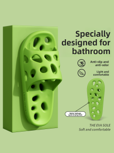 MONLEYTA | Non-Slip Bathroom Slippers Womens Indoor Home Dormitory EVA Hollow Out Quick Dry Odor Resistant Shower Slippers Couple Friendly