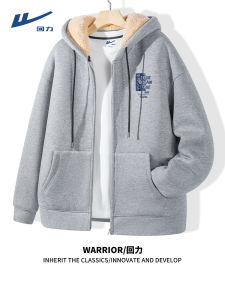 Gray Lamb Velvet Open Cardigan Sweatshirt Mens Winter Thickened Heavy Cotton Coat Large Size Autumn Winter Style Jacket