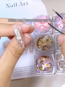 Nail Art Jewelry Dopamine Girl Style Star Sequin Sweet Pink Love Moon Ribbon Mixed Color美甲饰品多巴胺少女系镂空五角星亮片甜蜜粉色爱心混色花瓣蝴蝶结贴片