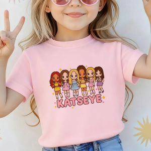 Potdemiel | Kids Streetwear Y2K Tees Tops  Music Singer Katseye T Shirt Boys Girls Short Sleeve Cartoon T-shirt Summer Childrens Clothing
