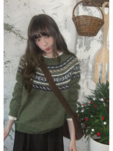 NIHAOKANONG | Áo Sweater Thiết Kế Fair Isle Cổ Điển
