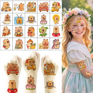 20PCS Cartoon Anime Capybara Tattoo Stickers Cute Animal Temporary Waterproof Kids Tattoos Birthday Gift for Children Toy