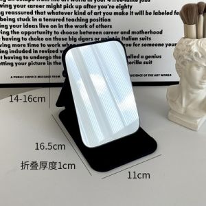 Vintage Folding Mirror pu Leather Student Dormitory Office Makeup Desktop Dressing Portable