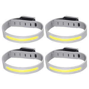 4 PCS COB Night Running Wrist Lamp Rechargeable COB Night Running Armband Adjustable Bicycle Light for Running Walking