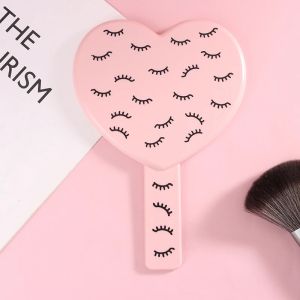1 Pcs High Definition Handheld Heart-shaped Eyelash Mirror Eyelash Inspection Mirror Makeup Gadgets Vanity Mirror Girl Gifts