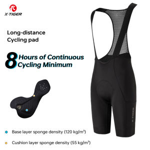 X-TIGER Professional Mens Cycling Bib Shorts Thickened Cushion Cycling Shorts 8 Hours MTB Road Bike Tights With Pocket Clothes