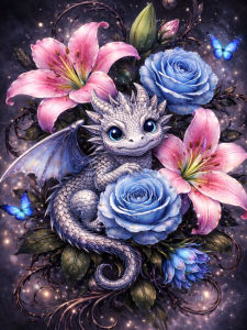 Huacan New Arrivals Diamond Painting Rose Dragon Lily Diamond Embroidery Animal Flower Full Handmade Gift Wall Decor