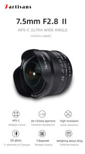 7artisans 7.5mm F2.8 II Ultra Wide-Angle Fisheye Lens for Sony E Fuji XF Nikon Z Micro M4/3 Canon EOS-M Canon RFmount