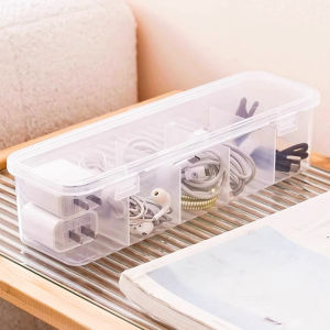 M.G.【Ready in Stock】 Plastic Data Cable Storage Box Desktop Storage Organizer Cable Management Organizer 1 Piece