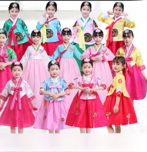 เสื้อผ้าการแสดงสําหรับเด็ก เจ้าหญิงเกาหลีแบบดั้งเดิม เดรส ชุดเต้นรําเครื่องแต่งกายโบราณสําหรับเด็กชายและเด็กหญิง